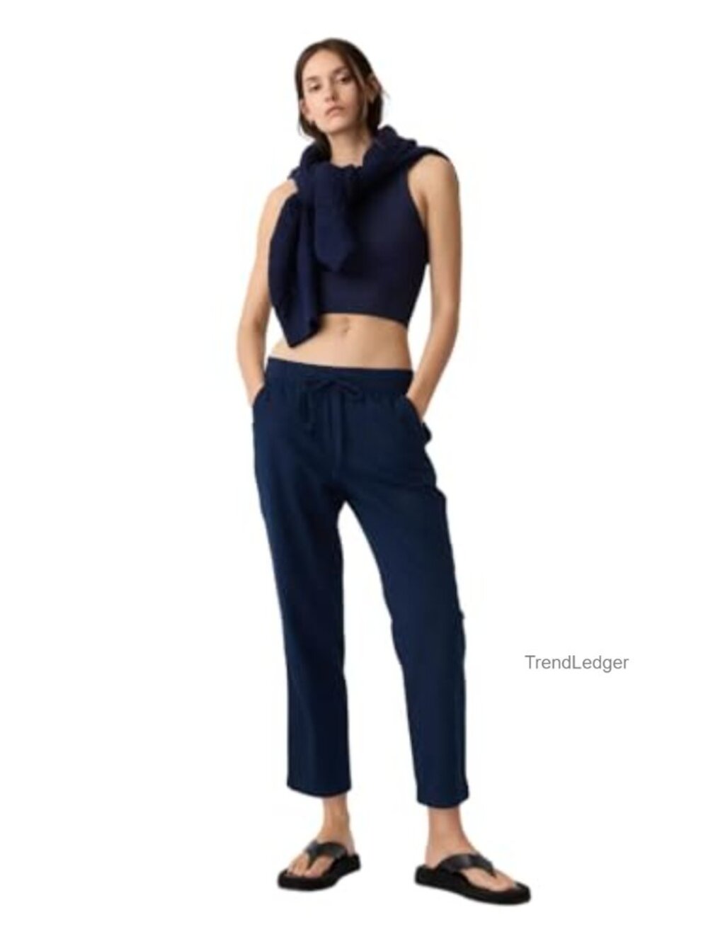 Pull-On Straight Leg Pants Chino Ankle Length